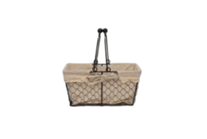 CESTA RECTANGULAR CON MANIJAS Y BOLSA DE TELA BEIGE 25*15,5*12 CM