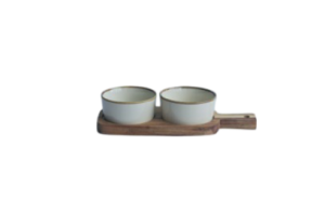 SET DE 2 BOWLS CON BANDEJA ACACIA