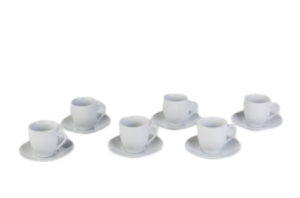 SET 6 TAZAS Y PLATOS DE CAFE 5,5*6 CM 80 ML