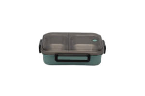 LUNCHERA DE ACERO INOXIDABLE DOS DIVISION LUNSS003ES VERDE 27*18 CM 370 ML G 300 ML TOTAL 670 ML LUNSS003