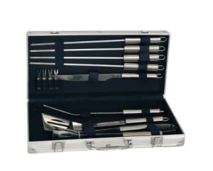 ESTUCHE PARRILLERO DE ALUMINIO CON 8 PIEZAS EN ACERO INOXIDABLE